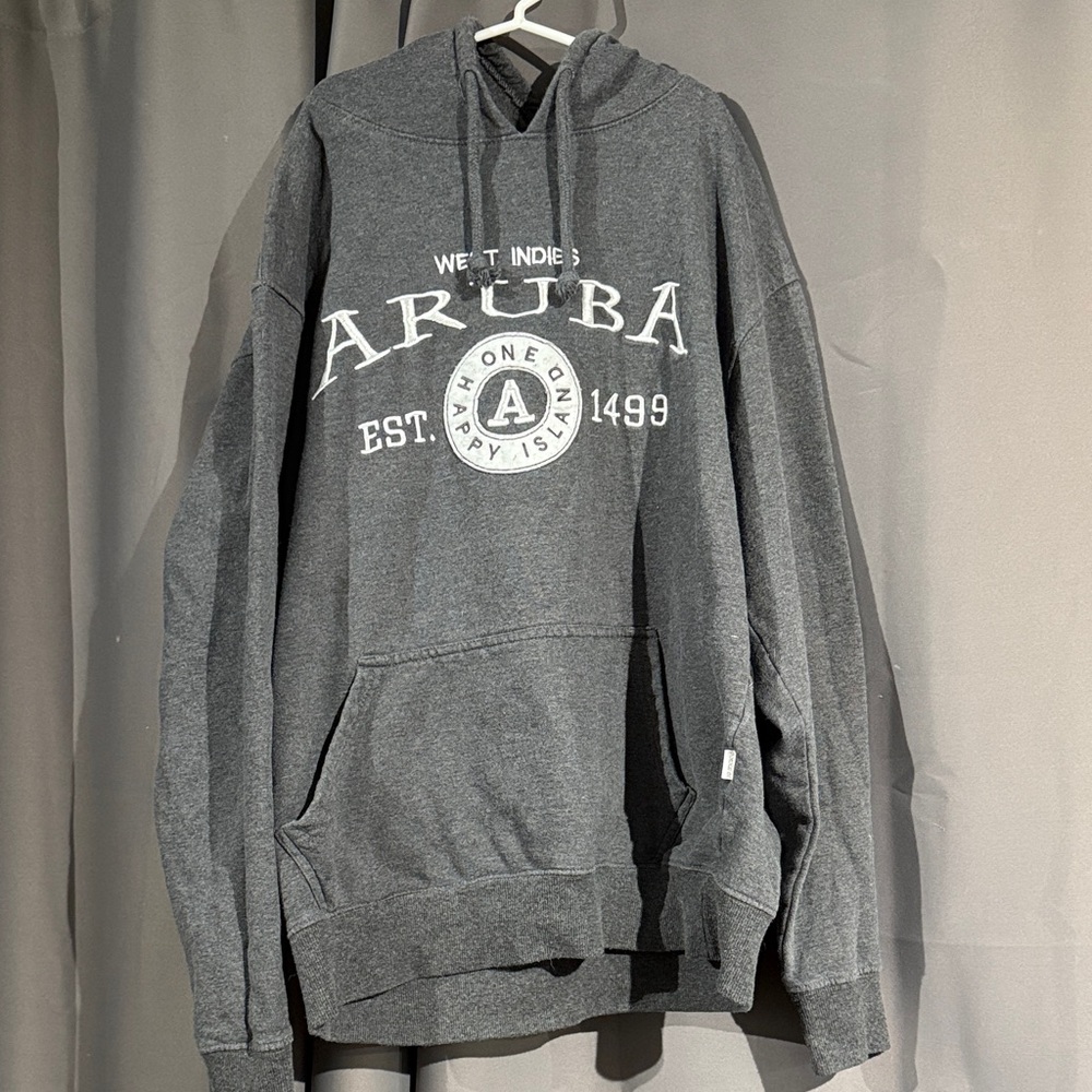 Charcoal Gray Men's embroidered Aruba Hoodie Size Large
